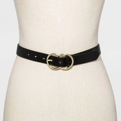 Women's Double Buckle Belt - A New Day™ Black 1 Women's Double Buckle Belt - A New Day™ Black