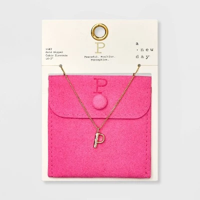 Gold Dipped Cubic Zirconia Initial Pendant Necklace - A New Day™ Gold 19 Gold Dipped Cubic Zirconia Initial Pendant Necklace - A New Day™ Gold - Image 19
