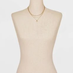 Smooth Drop Multi-Strand Pendant Necklace - A New Day™ Gold