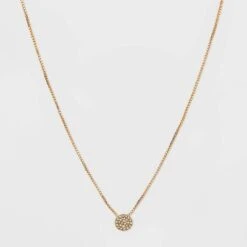 Pave Circle Pendant Necklace - A New Day™ Gold