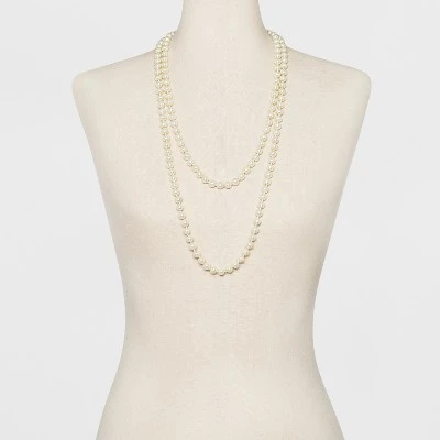 Long Faux Pearl Necklace - A New Day™ Silver/White 1 Long Faux Pearl Necklace - A New Day™ Silver/White