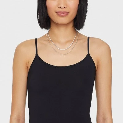 Plated Herringbone And Box Chain Necklace Set 2pc - A New Day™ Silver 1 Plated Herringbone And Box Chain Necklace Set 2pc - A New Day™ Silver