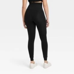 Women's High Waisted Seamless Faux Fur Lined Leggings - A New Day™ Black