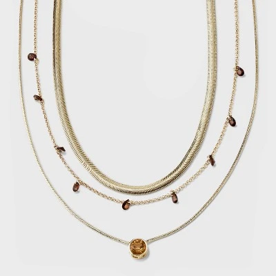 Stone Station And Pendant Multi-Strand Necklace Set 3pc - A New Day™ 6 Stone Station And Pendant Multi-Strand Necklace Set 3pc - A New Day™ - Image 6