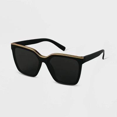Women's Plastic Square Sunglasses - A New Day™ Black 1 Women's Plastic Square Sunglasses - A New Day™ Black