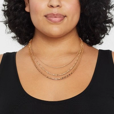 Multi-Strand Link Chain Necklace - A New Day™ Gold 1 Multi-Strand Link Chain Necklace - A New Day™ Gold