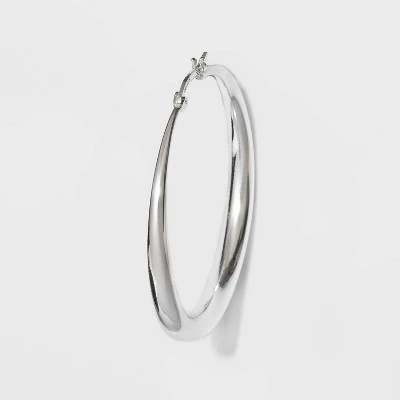 Silver Plated Graduated Hoop Earrings 50mm - A New Day™ Silver 1 Silver Plated Graduated Hoop Earrings 50mm - A New Day™ Silver