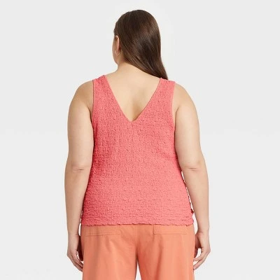 Women's Plus Size Textured Tank Top - A New Day™ Pink 4X 1 Women's Plus Size Textured Tank Top - A New Day™ Pink 4X