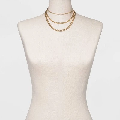 16" Layered Curb Chain Necklace - A New Day™ Gold 1 16" Layered Curb Chain Necklace - A New Day™ Gold