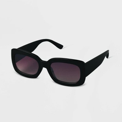 Women's Plastic Rectangle Sunglasses Black - A New Day™ 1 Women's Plastic Rectangle Sunglasses Black - A New Day™
