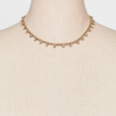 Crystal Station Cubic Zirconia Chain Necklace - A New Day™ Gold 2 Crystal Station Cubic Zirconia Chain Necklace - A New Day™ Gold - Image 2