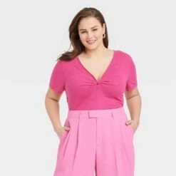 Women's Short Sleeve V-Neck Linen T-Shirt - A New Day™ -A New Day Shop GUEST a372d679 29d8 4572 b387 fe78e132a054