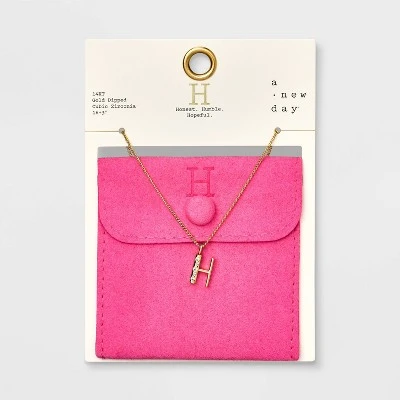 Gold Dipped Cubic Zirconia Initial Pendant Necklace - A New Day™ Gold 11 Gold Dipped Cubic Zirconia Initial Pendant Necklace - A New Day™ Gold - Image 11