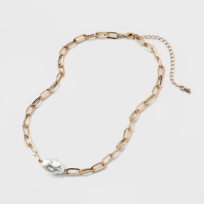 Baroque Pearl Pendant Necklace - A New Day™ Gold 3 Baroque Pearl Pendant Necklace - A New Day™ Gold - Image 3