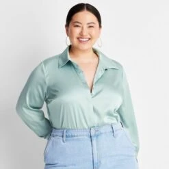 Women's Long Sleeve Button-Front Shirt - A New Day™ -A New Day Shop GUEST a7e6341b 3f08 4711 8a35 8995b9758b02