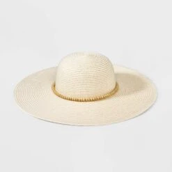 Wide Brim Straw With Beads Floppy Hat - A New Day™ -A New Day Shop GUEST a92e1d5d ebaf 4bc9 bd90 158782ab2dd9