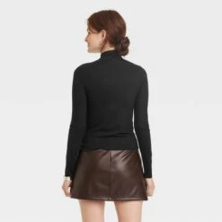 Women's Ruched Mock Turtleneck Long Sleeve T-Shirt - A New Dayâ„¢