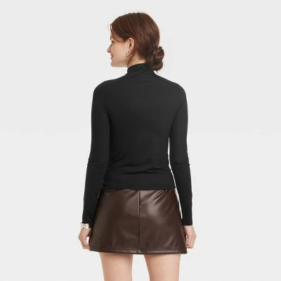 Women's Ruched Mock Turtleneck Long Sleeve T-Shirt - A New Day™ 1 Women's Ruched Mock Turtleneck Long Sleeve T-Shirt - A New Day™