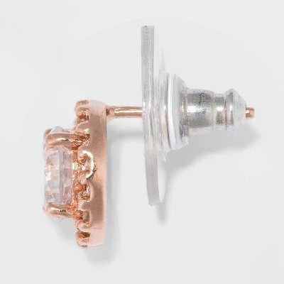 Rose Gold Over Sterling Silver Halo Cubic Zirconia Stud Fine Jewelry Earrings - A New Day™ Rose Gold/Clear 1 Rose Gold Over Sterling Silver Halo Cubic Zirconia Stud Fine Jewelry Earrings - A New Day™ Rose Gold/Clear