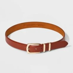 Women's Double Buckle Belt - A New Day™ Cognac