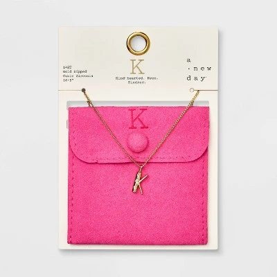 Gold Dipped Cubic Zirconia Initial Pendant Necklace - A New Day™ Gold 14 Gold Dipped Cubic Zirconia Initial Pendant Necklace - A New Day™ Gold - Image 14