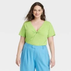 Women's Short Sleeve V-Neck Linen T-Shirt - A New Day™ -A New Day Shop GUEST b5867f8b f2b2 4e17 9d0f 2497ecfc2185