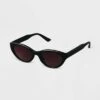 Women's Narrow Plastic Cateye Sunglasses - A New Day™ Black