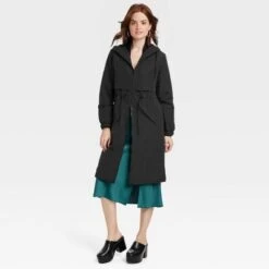 Women's Relaxed Fit Trench Rain Coat - A New Day™ Black -A New Day Shop GUEST ba8ebe9f 57f2 4362 947c dabbccf26ab1