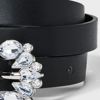 Women's Gemstone Skinny Belt - A New Day™ Black 2 Women's Gemstone Skinny Belt - A New Day™ Black - Image 2