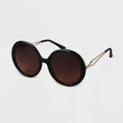 Women's Oversized Round Sunglasses - A New Day™ Black