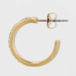 Pave Hoop And Charm Hoop Earring Set 7pc - A New Day™