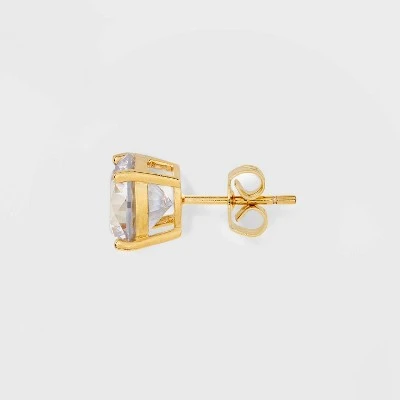 14K Gold Plated Cubic Zirconia Duo Stud Earring Set 2pc - A New Day™ Gold 1 14K Gold Plated Cubic Zirconia Duo Stud Earring Set 2pc - A New Day™ Gold