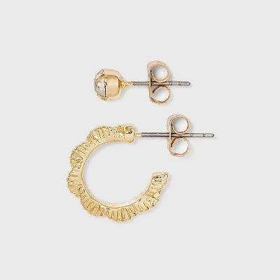 Multi Gold Hoops And Cubic Zirconia Stud Earring Set 8pc - A New Day™ 1 Multi Gold Hoops And Cubic Zirconia Stud Earring Set 8pc - A New Day™