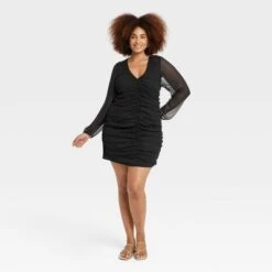 Women's Long Sleeve Ruched Front Bodycon Dress - A New Day™ -A New Day Shop GUEST c7c55460 15e0 4daa ac71 29ec3dbeb8a8