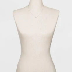 Sterling Silver With Cubic Zirconia Curved Bar Station Chain Necklace - A New Day™ Silver