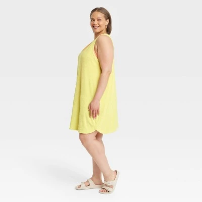 Women's Terry Mini Tank Shift Dress - A New Day™ Yellow 4X 2 Women's Terry Mini Tank Shift Dress - A New Day™ Yellow 4X - Image 2