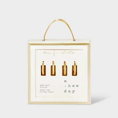 14K Gold Plated Click Top Duo Hoop Earring Set 2pc - A New Day™ Gold 2 14K Gold Plated Click Top Duo Hoop Earring Set 2pc - A New Day™ Gold - Image 2