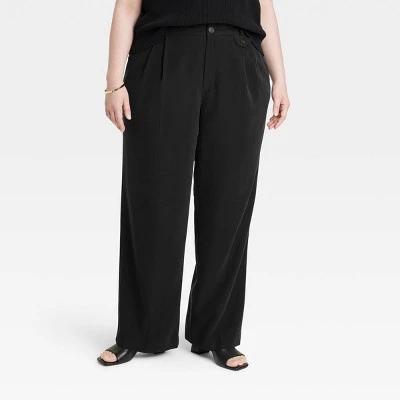 Women's High-Rise Relaxed Fit Full Length Baggy Wide Leg Trousers - A New Day™ 3 Women's High-Rise Relaxed Fit Full Length Baggy Wide Leg Trousers - A New Day™ - Image 3