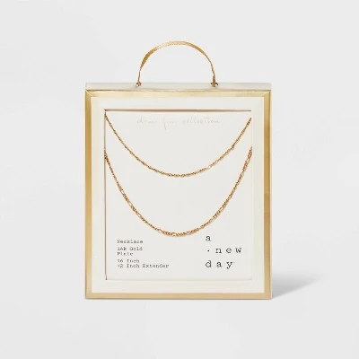 14K Gold Plated Twist And Figaro Chain Faux Duo Necklace - A New Day™ Gold 2 14K Gold Plated Twist And Figaro Chain Faux Duo Necklace - A New Day™ Gold - Image 2