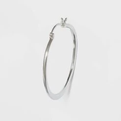 Large Flat Tapered Hoop Sterling Silver Earrings - A New Day™ Silver
