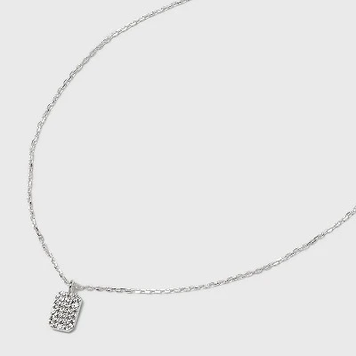 Sterling Silver Cubic Zirconia Tag Pendant Necklace - A New Day™ Silver 3 Sterling Silver Cubic Zirconia Tag Pendant Necklace - A New Day™ Silver - Image 3