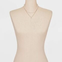 Pearl Pendant Necklace Set 2pc - A New Day™ Gold