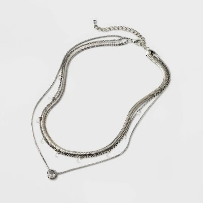 Stone Station And Pendant Multi-Strand Necklace Set 3pc - A New Day™ 2 Stone Station And Pendant Multi-Strand Necklace Set 3pc - A New Day™ - Image 2