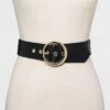 Women's Round Stretch Buckle Belt - A New Day™ Black