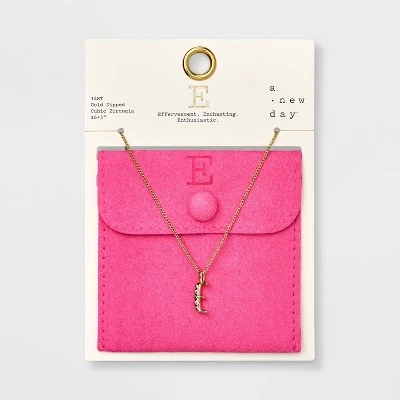 Gold Dipped Cubic Zirconia Initial Pendant Necklace - A New Day™ Gold 8 Gold Dipped Cubic Zirconia Initial Pendant Necklace - A New Day™ Gold - Image 8
