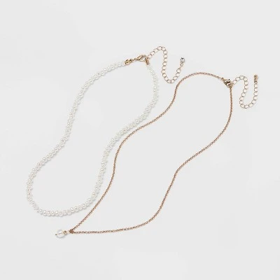 Pearl Pendant Necklace Set 2pc - A New Day™ Gold 2 Pearl Pendant Necklace Set 2pc - A New Day™ Gold - Image 2