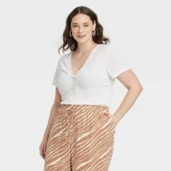 Women's Short Sleeve V-Neck Linen T-Shirt - A New Day™ -A New Day Shop GUEST e8bd405a dc5e 4712 b040 ed7311742a78