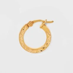 14K Gold Plated Click Top Duo Hoop Earring Set 2pc - A New Day™ Gold