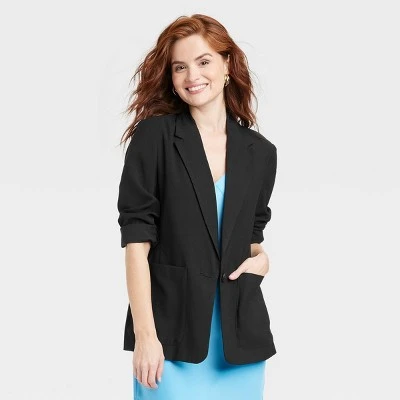 Women's Relaxed Fit Essential Blazer - A New Day™ Black 3 Women's Relaxed Fit Essential Blazer - A New Day™ Black - Image 3