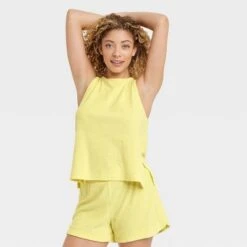 Women's Terry Tank Top - A New Day™ Yellow -A New Day Shop GUEST ef13954e 83bd 4fe9 a63b 8d97d1a56b48